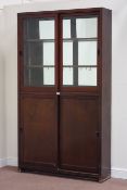 Early 20th century mahogany mirrored shop display cabinet enclosed by two sliding glazed doors