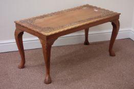 Eastern carved teak rectangular coffee table, 92cm x 45cm,