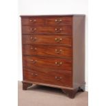 19th century mahogany chest fitted with two short and five long oak lined graduating drawers,