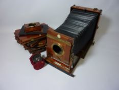 Early 20th century Thornton-Pickard 'Imperial Perfecta' brass mounted mahogany plate camera and