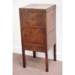 George III mahogany washstand, opening top to reveal fitted interior,