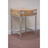 Square maple and beech butchers block on stand, 62cm x 62cm,