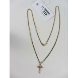 9ct gold cross pendant on flattened chain necklace approx 10.