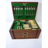 Elkington mahogany cased part canteen of silver-plated cutlery