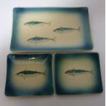 Eskdale Studio platter hand painted with mackerel and two matching side plates (3)