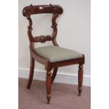 Regency rosewood side chair, carved back, fluted tapering front legs,
