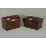 Early Victorian figured mahogany sarcophagus tea caddy W22.