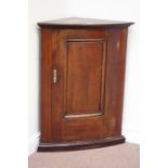 19th century mahogany bow front floor standing two sectional corner display cabinet, W72cm,