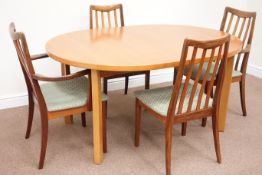 Teak vintage retro oval extending dining table (150cm x 110cm) with leaf and four G-Plan chairs