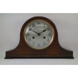 Enfield 20th century oak cased hat top clock, H22cm,
