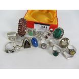 Collection of stone set rings stamped 925
