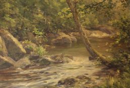 Wooded River scene, watercolour signed by Margaret A Heath (Fl.