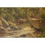 Wooded River scene, watercolour signed by Margaret A Heath (Fl.