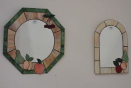 Two Val Green Killerby stained glass framed mirrors