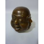 Bronze four face Buddha head sculpture H11.