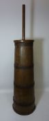 Old oak metal bound butter churn H106cm overall