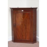 19th century mahogany wall hanging corner cupboard, W78cm,