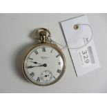 Waltham traveller pocket watch side opening movement with screw back in 9ct gold Dennison case
