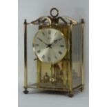 Koma Mid 20th century brass and glazed cased 400 day anniversary clock, signed on the dial,