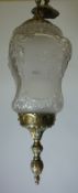 Glass and gilt metal hall lantern 74cm drop