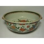 18th/19th century Chinese pottery bowl with famille vert decoration D28cm Condition