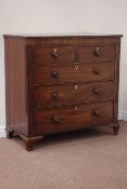 Early 19th century inlaid mahogany chest fitted with two short and three long drawers,