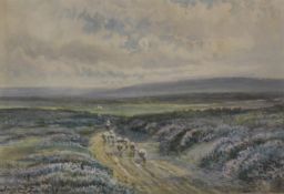 Driving Sheep on a Moorland Path,