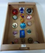 Collection of 20th century glass paperweights in one box