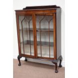 Early 20th century mahogany bow front display cabinet enclosed by two glazed doors,