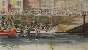 Scarborough Harbour, watercolour signed and dated by Don Glynn Thusday 7th June 2001,