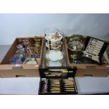 Glass paperweights, walnut cased mantel clock Art Deco period cake stand,