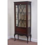 Edwardian inlaid mahogany display cabinet enclosed by single astragal glazed door, W75cm, H184cm,