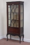 Edwardian inlaid mahogany display cabinet enclosed by single astragal glazed door, W75cm, H184cm,