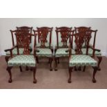 Victoria Collection 20th century set ten (8+2) mahogany Chippendale style dining chairs,