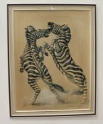 'The Fighting Zebras' after Tretchikoff, signed and dated by the artist (19)72,