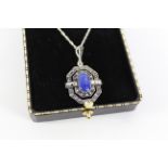 Marcasite and Lapis pendant stamped 925