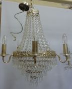 Five branch tiered droplet design centre light fitting H65cm approx