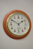 Circular wall hanging clock with Bryn Parry horse racing jockey uniform cartoons,