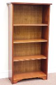 Reproduction 'Owlman' inlaid mahogany open bookcase, fitted with three adjustable shelves,