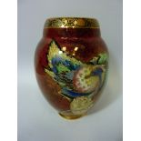 Carltonware 'Crested Bird and Water Lily' vase H15cm