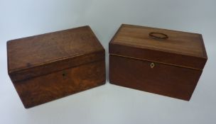 Early 19th century inlaid mahogany tea caddy W25.