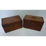 Early 19th century inlaid mahogany tea caddy W25.