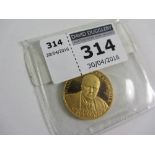 Churchill centenary 1874-1974 22ct gold medallion approx 8.