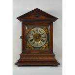 20th century oak mantle clock, Junghans movement, in oak architectural case,