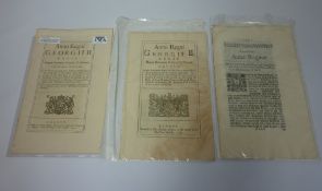 Three George II printed documents relating to the 'Whitby Piers' their condition and tariffs etc,