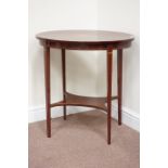 Edwardian inlaid mahogany oval occasional table, crossbanded border with centre shell motif,