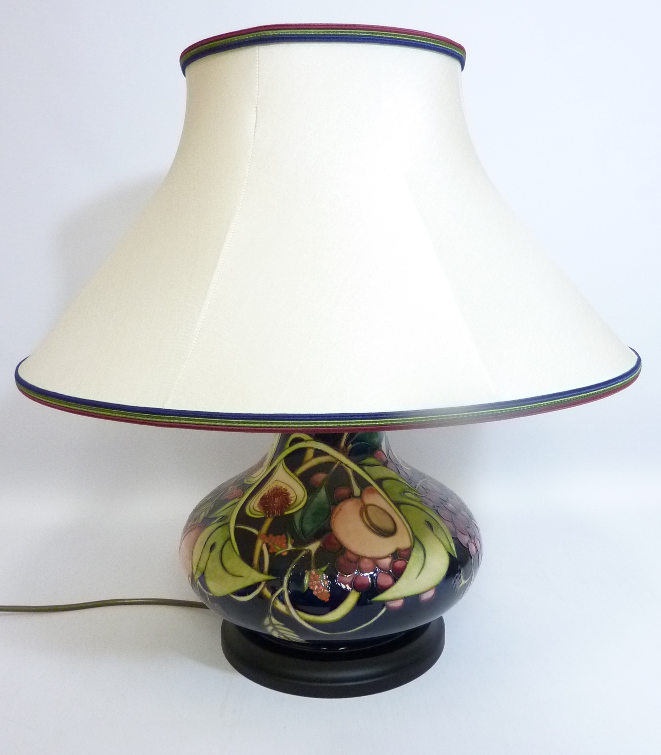 Moorcroft 'Queens Choice' pattern table lamp with shade H47cm (This item is PAT tested - 5 day