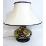 Moorcroft 'Queens Choice' pattern table lamp with shade H47cm (This item is PAT tested - 5 day