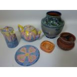 Arthur Wood teapot, teapot stand and hot water jug, Carlton Ware ash tray,