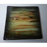 Eskdale Studio hand painted platter 'Sunset on the Marsh' H36cm